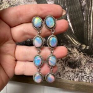 Nizhoni Handmade Opal and Sterling Silver Earrings